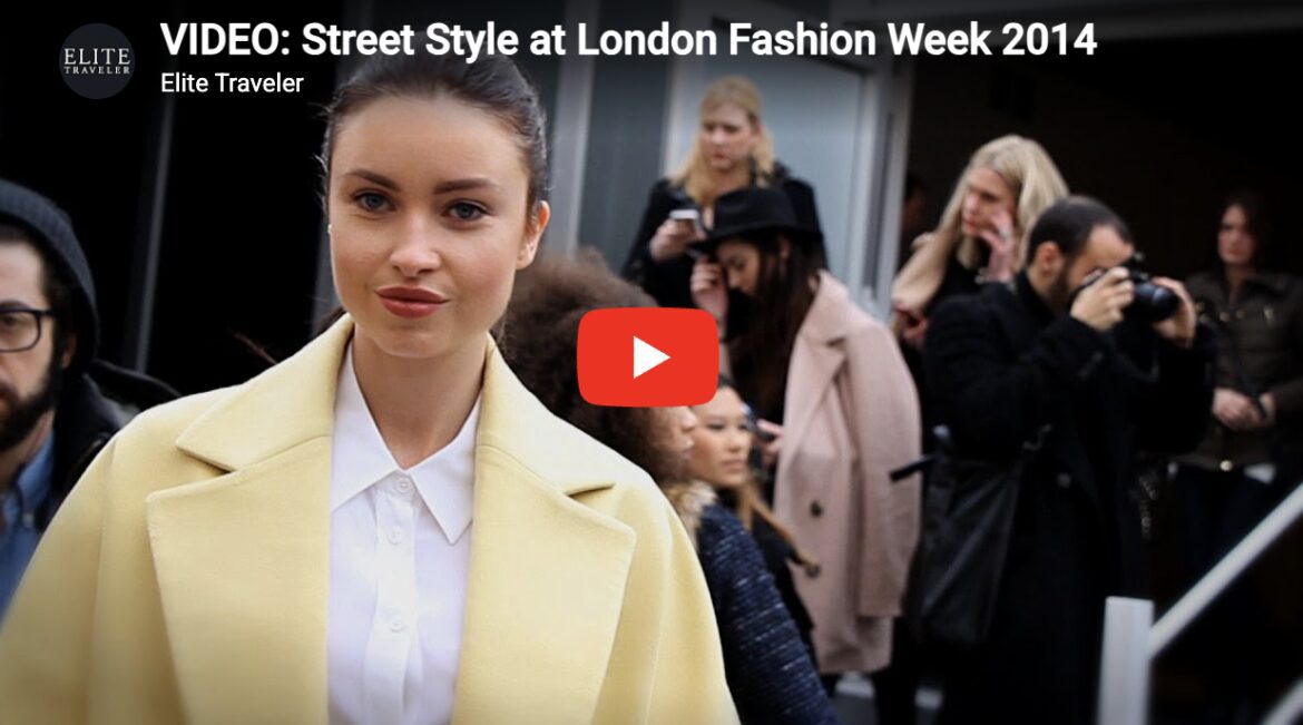 Street style photography from London Fashion Week 2014 featuring a woman in a stylish yellow coat.